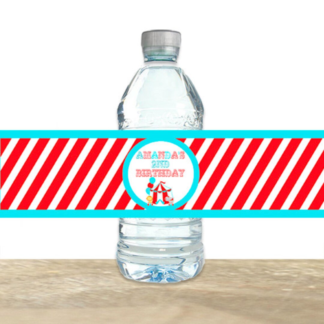 Circus Water Bottle Labels, Circus Birthday Party , Carnival Water ...