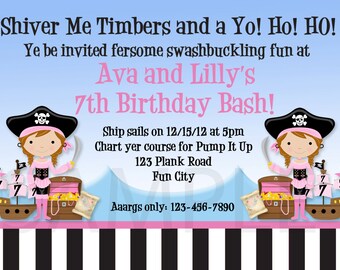 Pirate Birthday Invitation Pirate Party Birthday Invitation Etsy