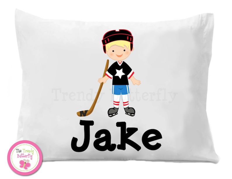 Hockey Stick Personalized Pillow Case Hockey Sports Pillow Etsy