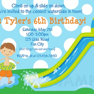 Waterslide Birthday Invitations, Water Slide Birthday Party Invitations, Printable Birthday Invitations, Kids Birthday Invitations image 2
