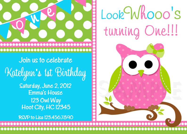 Owl Birthday Invitation Owl Birthday Party Invitation Girls | Etsy