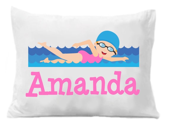 Girls Swimming Personalized Pillow Case Children S Personalized