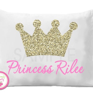 Princess Pillowcase , Gold Crown Princess Pillow Case , Princess Pillow