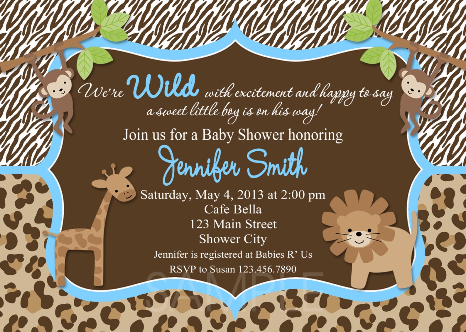 Jungle Baby Shower Invitation Safari Jungle Baby Shower Etsy