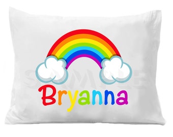 Rainbow Pillow Case , Kids Personalized Pillowcase, Rainbow Bedding, Personalized Gift, Colorful Pillow Case, Colorful Bedding