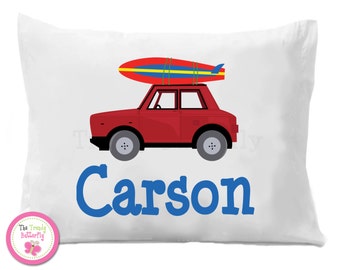 Red Surf Board Pillow Case , Surfing Personalized Pillow Case