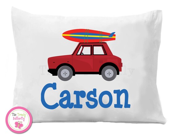 Red Surf Board Pillow Case , Surfing Personalized Pillow Case Il_570xn
