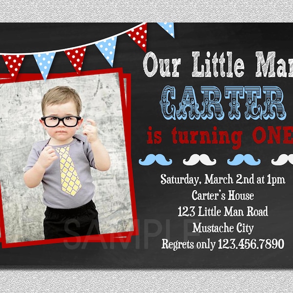 Little Man Invitation, Little Man Birthday Invitation, Little Man Party, Mustache Invitation, Bow Tie Birthday Invitation, Kids Invitations