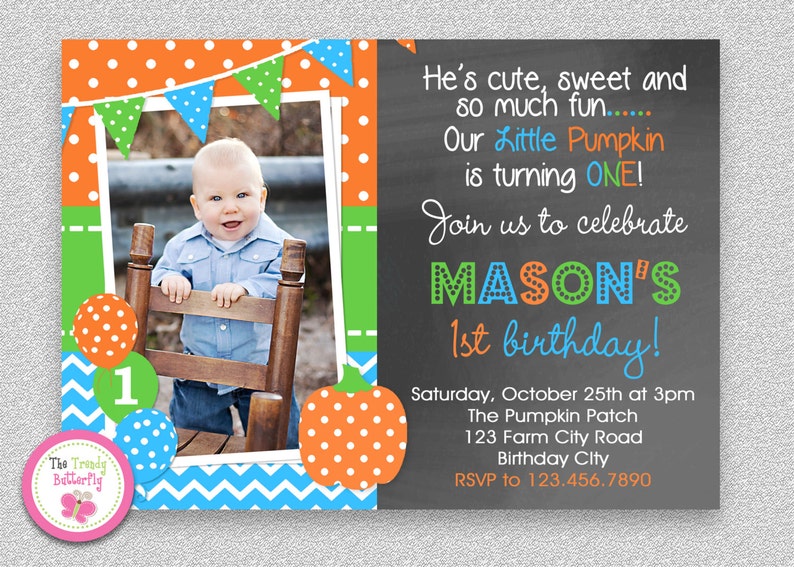 Fall Pumpkin 1st Birthday Invitation , Fall 1st Birthday Party Invitation, Burlap Birthday Invitation, Girls Burlap Birthday Invitation image 4