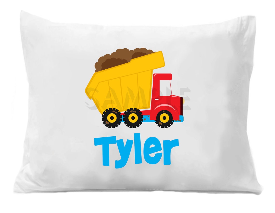 Dump Truck Pillow Case Personalized Dump Truck Pillowcase Etsy