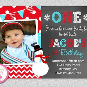 Snowman Winter Birthday Invitation , Snowman Birthday Invitation, Girls Snowman Birthday Party Invitation, Printed or Printable Invitations image 2