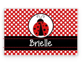 Red Ladybug Placemat, Kids Personalized Place Mat, Child's Placemat, Laminated Place mat, Personalized Gift, Kids Gift, Children's Gift