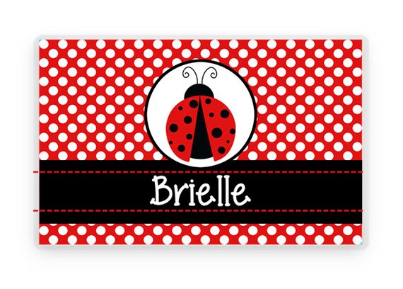 Red Ladybug Placemat, Kids Personalized Place Mat, Child's Placemat, Laminated Place mat, Personalized Gift, Kids Gift, Children's Gift Il_570xn