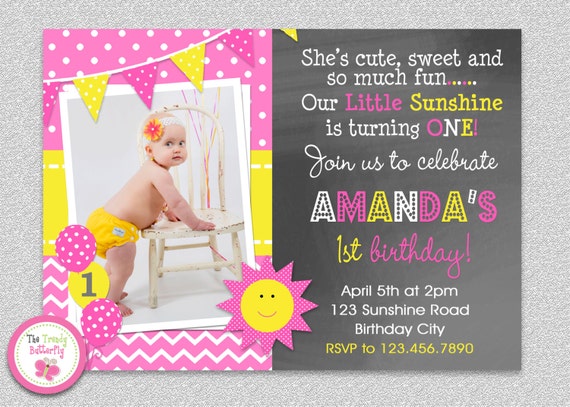 Sunshine Birthday Invitation, Sunshine Birthday, Sunshine Girls 1st Birthday Invitation, Sunshine Birthday Party Invitation, Sunshine, Girl Il_570xn
