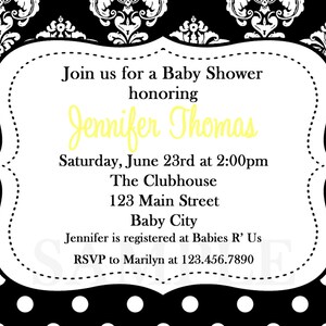 Damask Baby Shower Invitation Damask Baby Shower invitation image 5