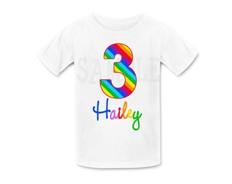 Chemise d’anniversaire arc-en-ciel, TShirt arc-en-ciel personnalisé ou body