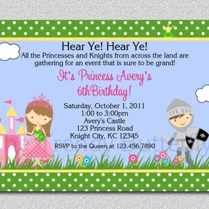 Princess Knight Party Invitation Princess Knight Birthday Party Invitations Twins Siblings Printable Boy and Girl image 1