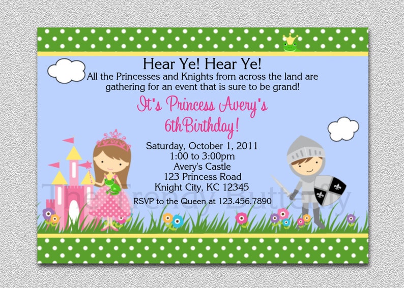 Princess Knight Party Invitation Princess Knight Birthday Party Invitations Twins Siblings Printable Boy and Girl image 1