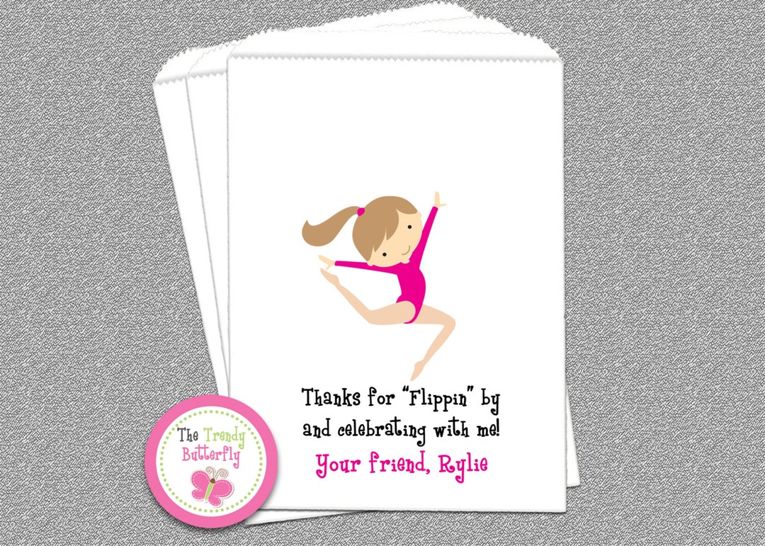 Gymnastics Party Favor Bag , Gymnastics Candy Bags, Goody Bags, Party