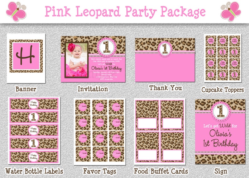 Leopard Birthday Invitation , 1st Birthday Party Invitation Printable image 3