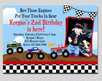 Invito di compleanno Monster Truck, festa stampabile per ragazzi