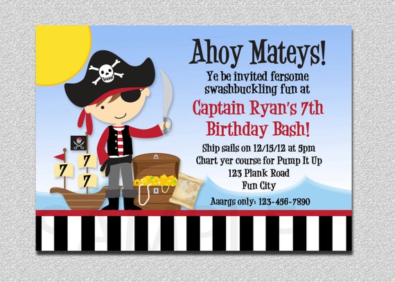 Kids Pirate Birthday Invitations 8
