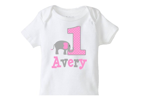 Elephant 1st Birthday Shirt, Personalized Elephant shirt or Bodysuit, 1st Birthday Elephant Shirt, Elephant, Pink Elephant, 2nd, 3rd, 4th Il_570xn