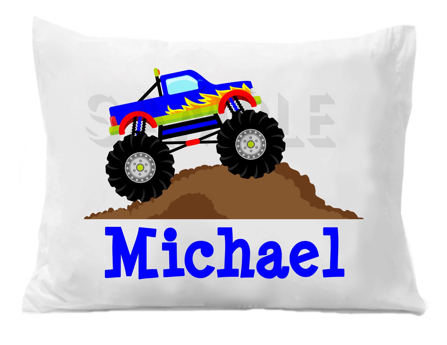Monster Truck Pillow Case Personalized Pillowcase Etsy