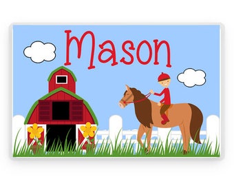 Horseback Riding Placemat, Kids Personalized Place Mat, Horse Personalized Gift, Horse Placemats, Horse Placemat, Kids Personalized Gifts