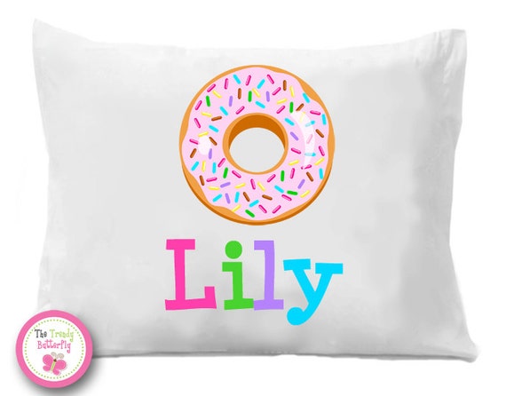 Donut Pillow Case, Donuts Personalized Pillow, Sprinkled Donuts, Kids Personalized Pillow Case, Slumber Party Favor, Kids Birthday Gift Il_570xn