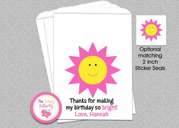 Sunshine Party Favor Bags, Sunshine Birthday Party , Candy Bags, Goody Bags, Party Favor Bag Il_570xn