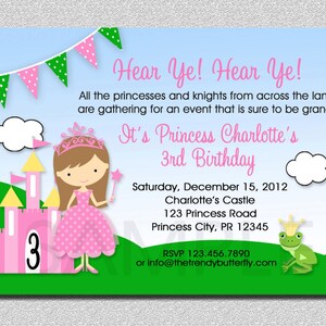 Prinzessin Geburtstag Einladung Prinzessin Geburtstag Party Einladung Printable