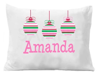 Ornament Christmas Personalized Pillow Case , Christmas Ornaments Pillow Case Boys or Girls