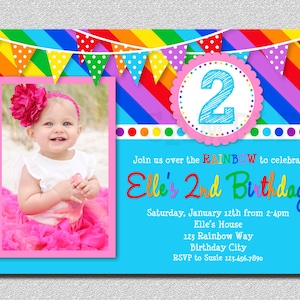 Rainbow Birthday Invitation, Rainbow Kids Birthday Invite 1st, Rainbow party, Rainbow Birthday Party, Rainbow 1st Birthday Invitation
