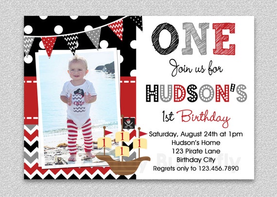 Pirate Birthday Invitation Boys Pirate Birthday Invitation