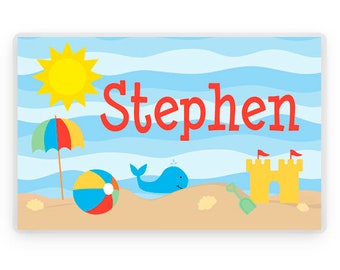 Summer Beach Placemat, Summer Placemat, Laminated Placemat, Kids Personalized Placemats, Personalized Gift