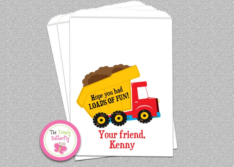 Party Favor Bag Dump Truck Candy Bags Construction Party Favors Cookie Bags Goody Bags