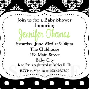 Damask Baby Shower Invitation Damask Baby Shower invitation image 4