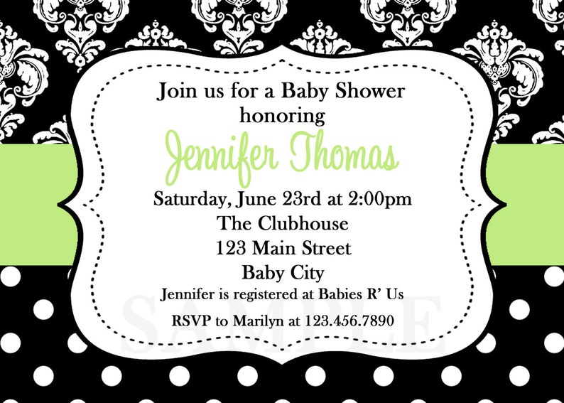 Damask Baby Shower Invitation Damask Baby Shower invitation image 4