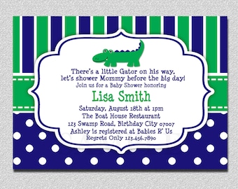 Blue and Green Alligator Baby Shower Invitation (Digital)
