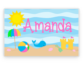 Beach Fun Placemat, Summer Placemat, Laminated Placemat, Kids Personalized Placemats, Personalized Gift