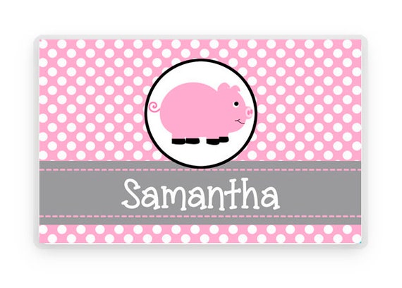 Childs Place mat Pink Pig Placemat Laminated Place mat Kids Place Mat Children/'s Gift Personalized Gift Personalized Placemat