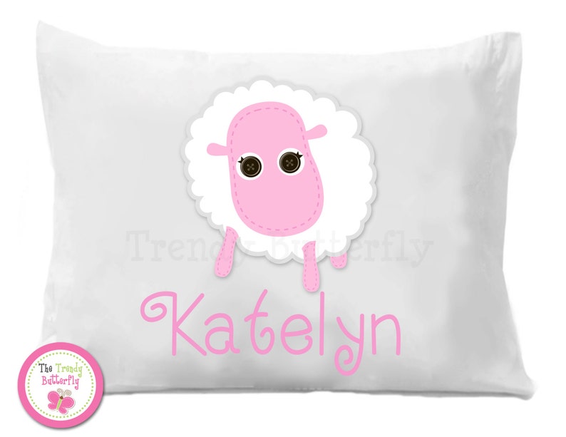 Pink Sheep Personalized Pillow Case , Kids Personalized Pillow Case image 1
