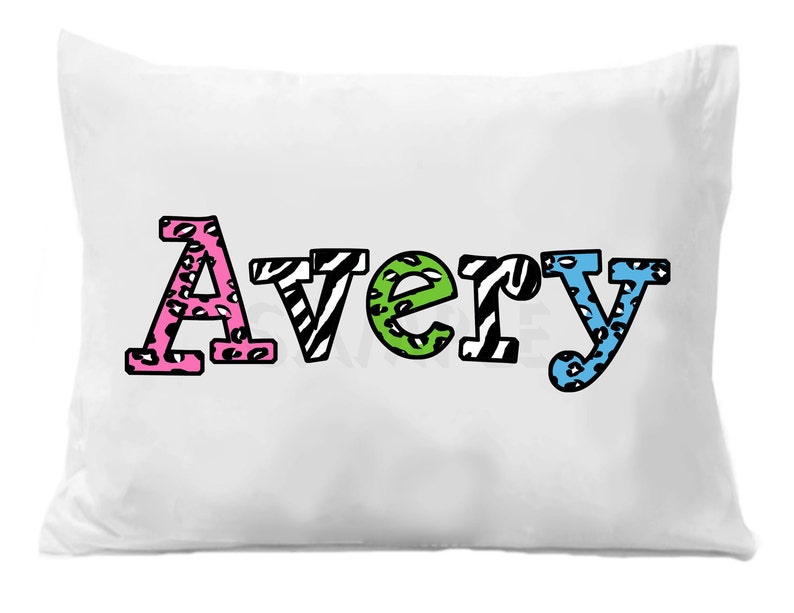 Cheetah Zebra Personalized Name Pillowcase Cheetah Zebra Personalized Pillow Case image 1