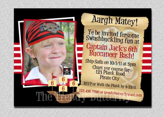 Boys Photo Pirate Birthday Invitation, Pirate Invitation, Pirate Birthday Party Invitation, Pirate Birthday Party, Boys Birthday Invite Il_570xn