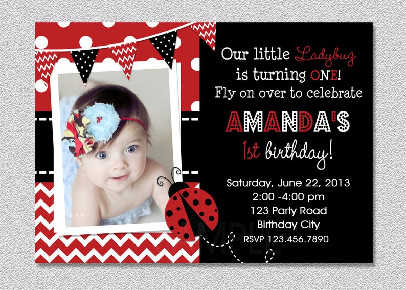 Ladybug Birthday Invitation Ladybug 1st Birthday Invitation Etsy