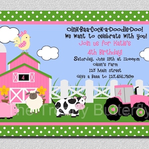 Farm Einladung, Mädchen Bauernhof Einladung, Pink Bauernhof Einladung, Streichelzoo Einladung, Bauernhof Geburtstag Einladung, Stall Yard Geburtstag Party