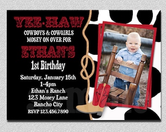 Cowboy Birthday Invitation Cowboy 1st Birthday Party Invitations Printable