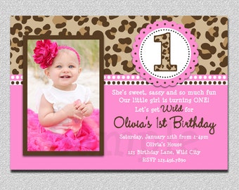 Leopard Birthday Invitation , 1st Birthday Party Invitation Printable