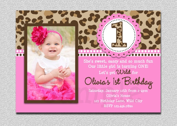 Leopard Birthday Invitation 1st Birthday Party Invitation Etsy